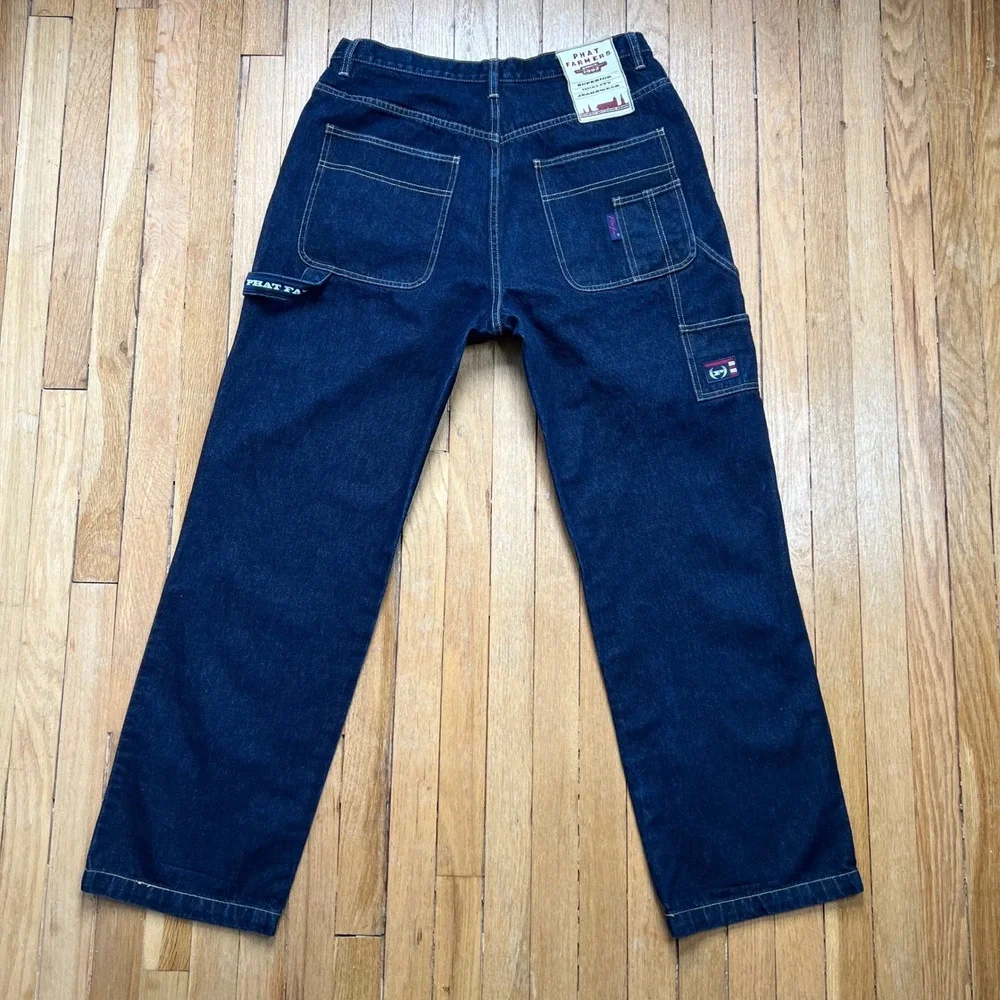 Vintage Y2K Phat Farm Wide Leg Jeans Carpenter Baggy Dark‎ Wash Men's Size 34x34